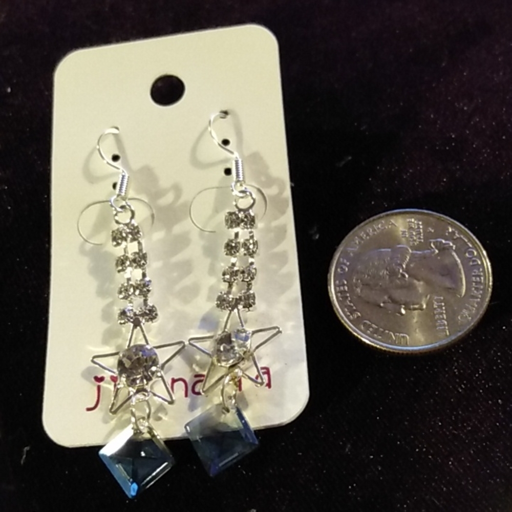 Faux, Sapphire, Star w/Amethyst,  Rhinestone and silver plated earrings.